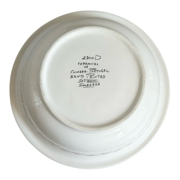 Portugal Hand-Painted Serving Bowl – Deer & Floral Botanical, Signed Soledade - Picture 5 of 7